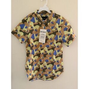 Wildfang Shirt Womens XS Pop Art Yellow Blue Abstract Essential Button Up Shirt